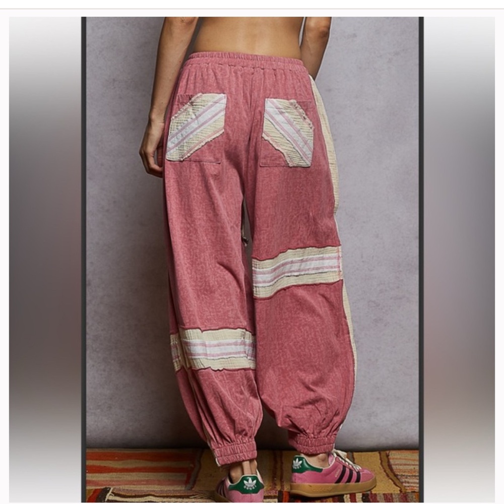 Pol Clothing Pink Patchwork Joggers - image 2
